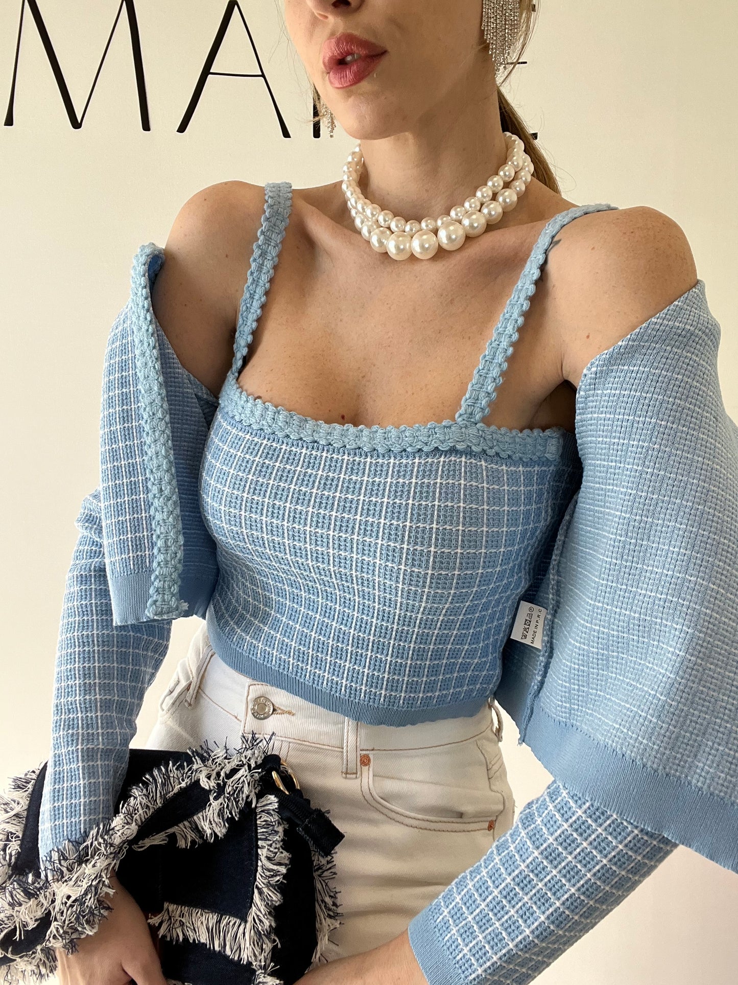 CARDIGAN+TOP Z KATY azzurro