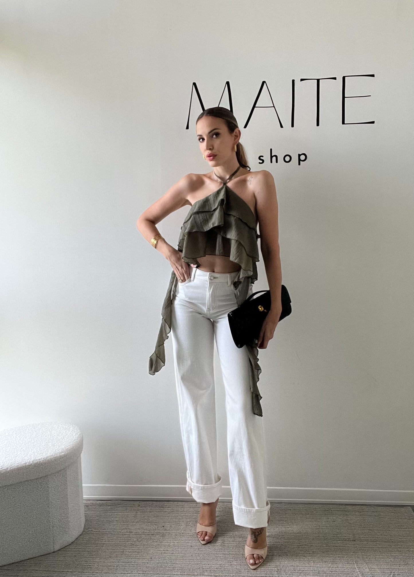TOP NEREA VOLANT OLIVE