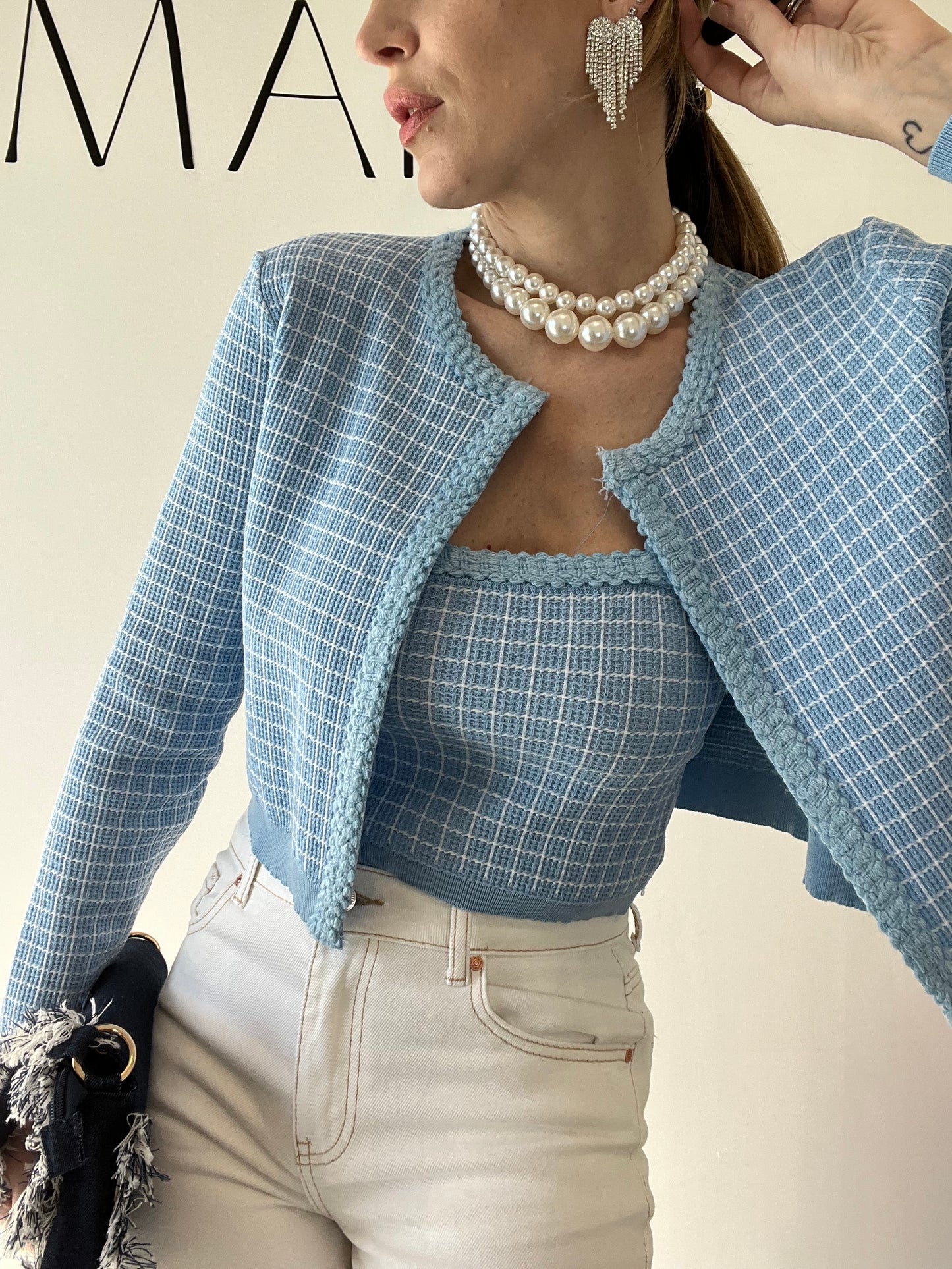 CARDIGAN+TOP Z KATY azzurro