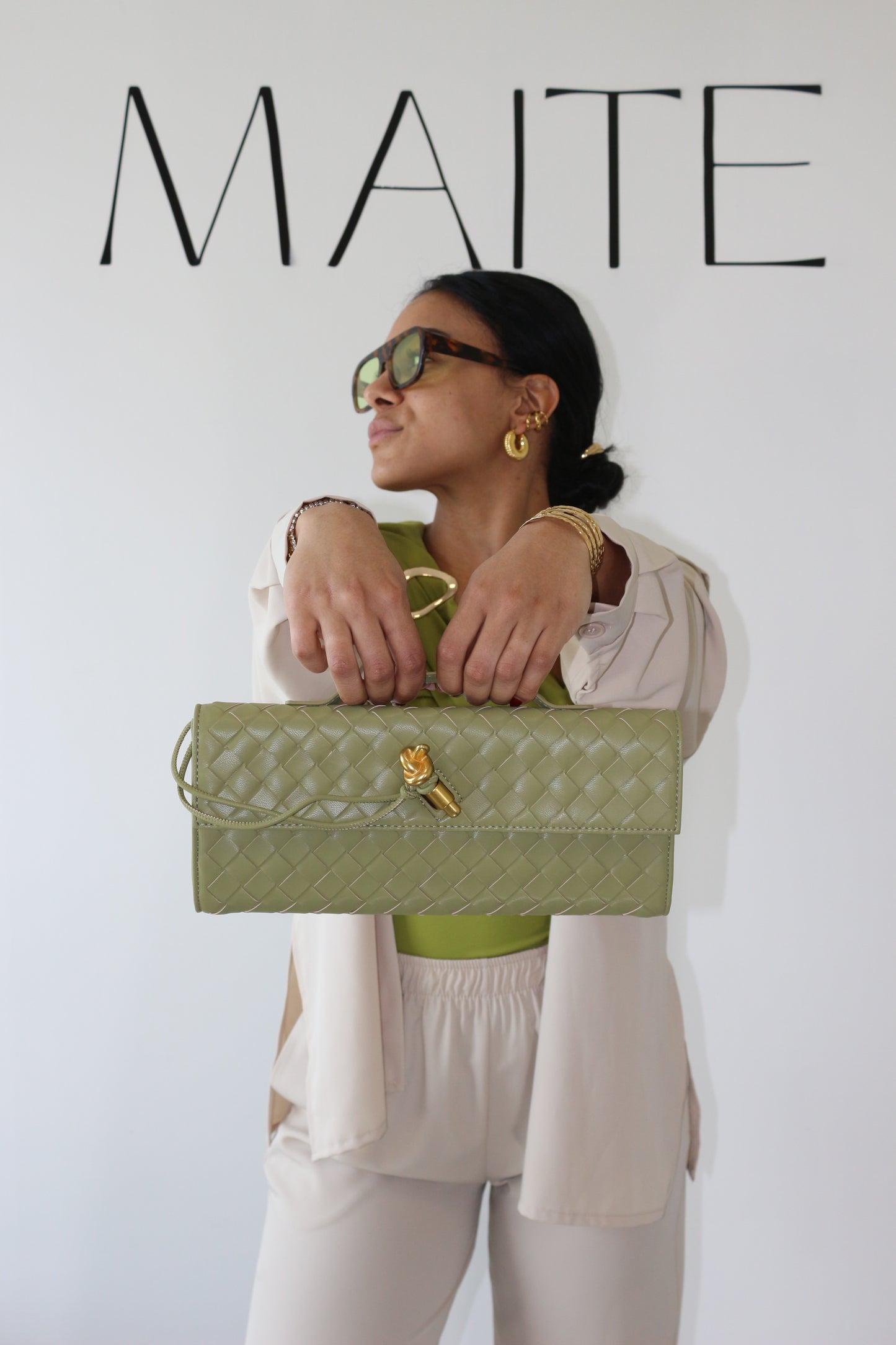 Borsa baguette salvia