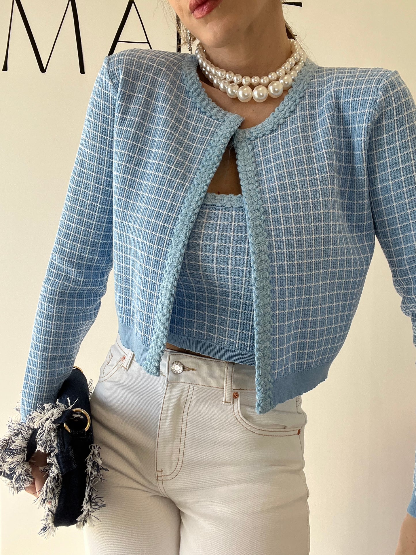 CARDIGAN+TOP Z KATY azzurro