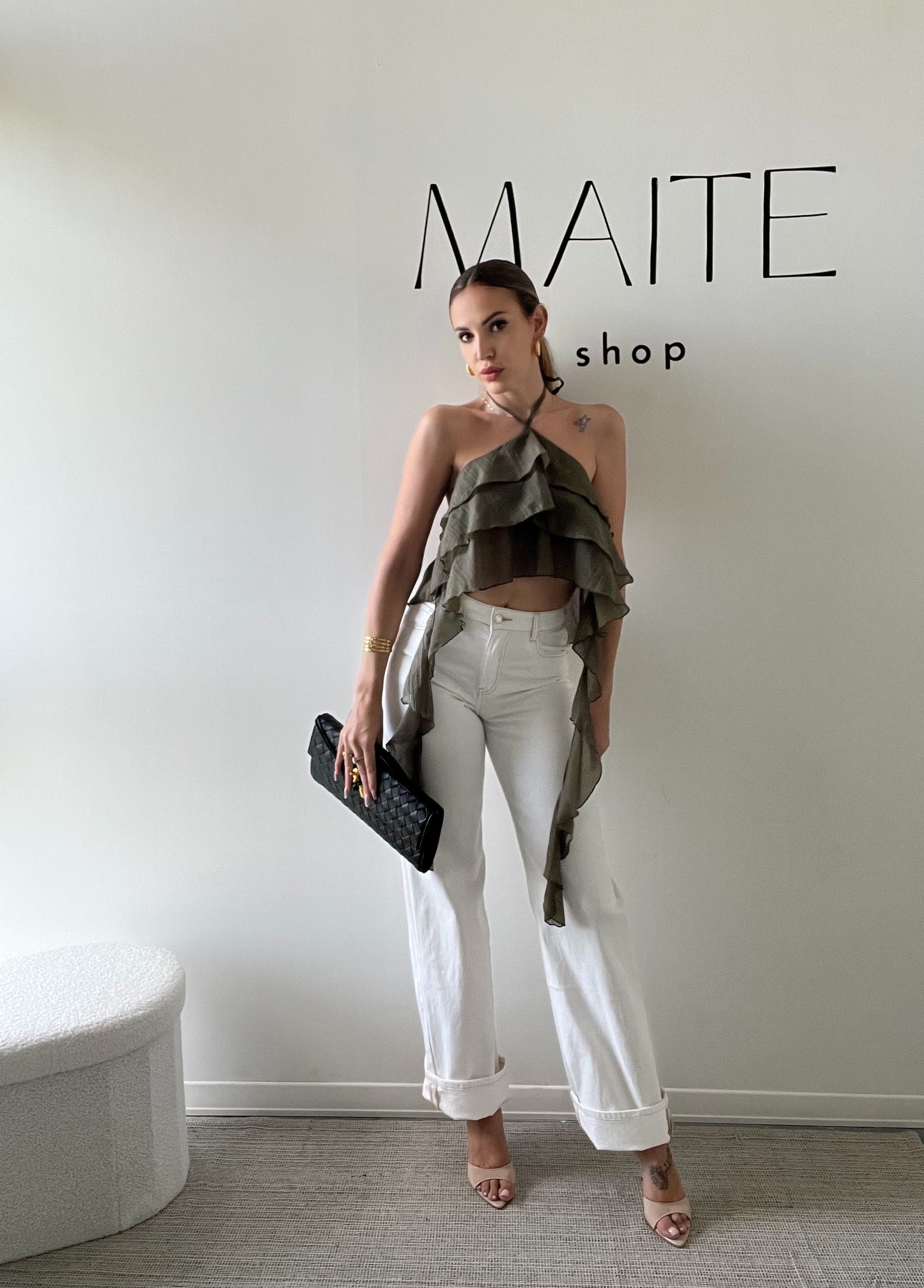 TOP NEREA VOLANT OLIVE