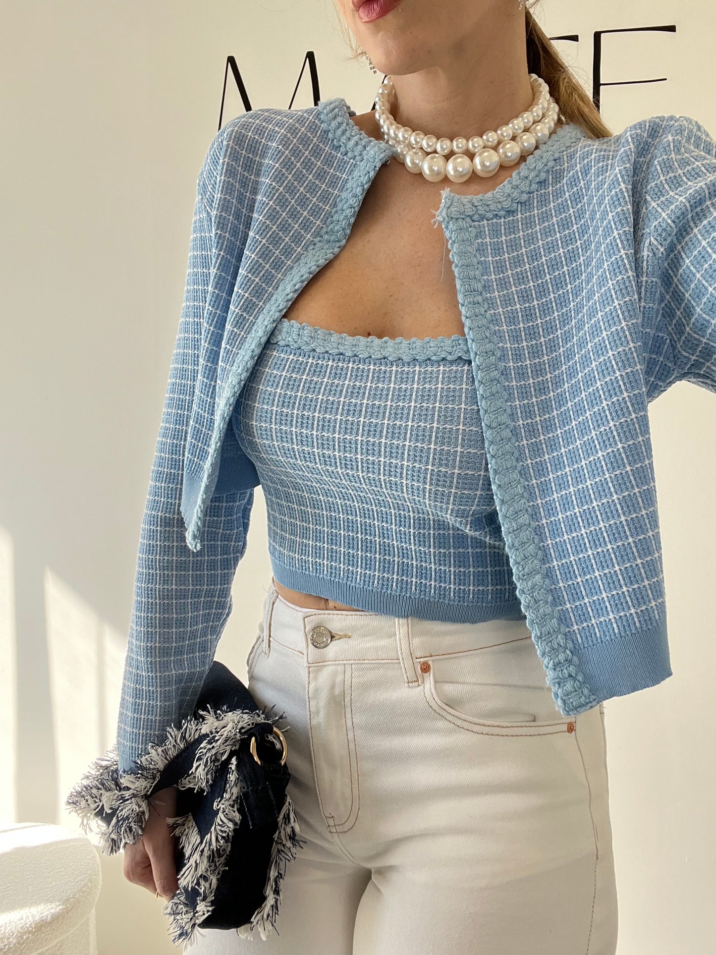 CARDIGAN+TOP Z KATY azzurro