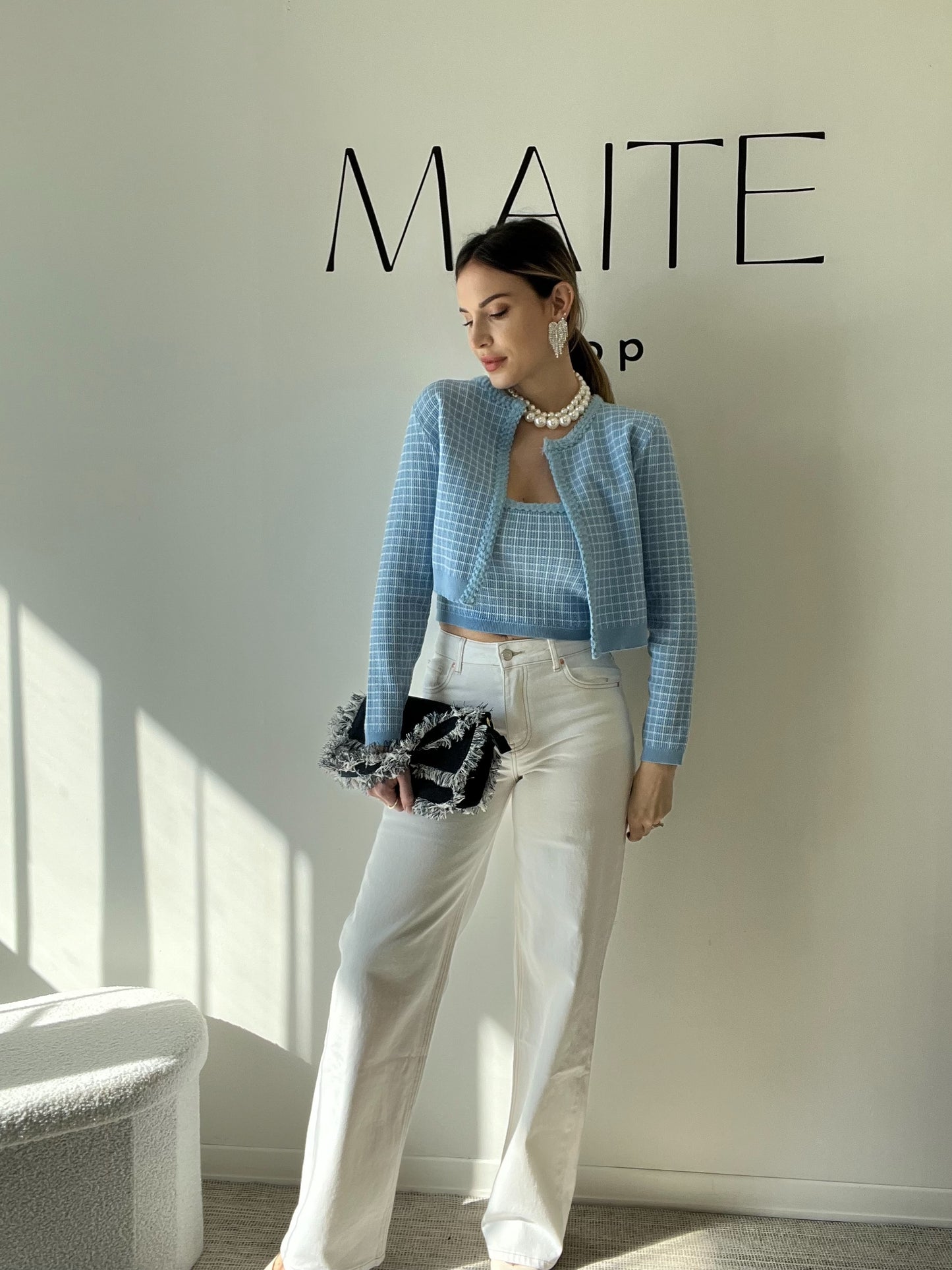 CARDIGAN+TOP Z KATY azzurro