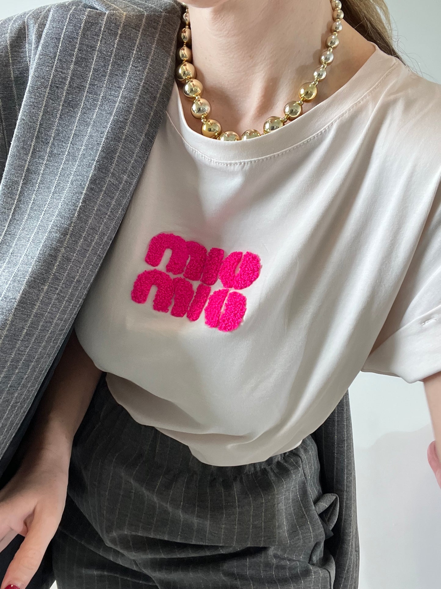T-shirt boucle beige