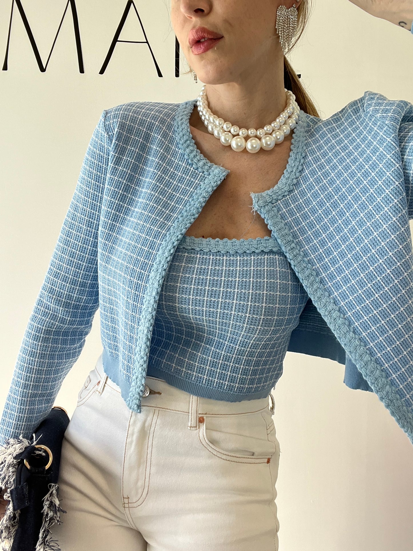 CARDIGAN+TOP Z KATY azzurro