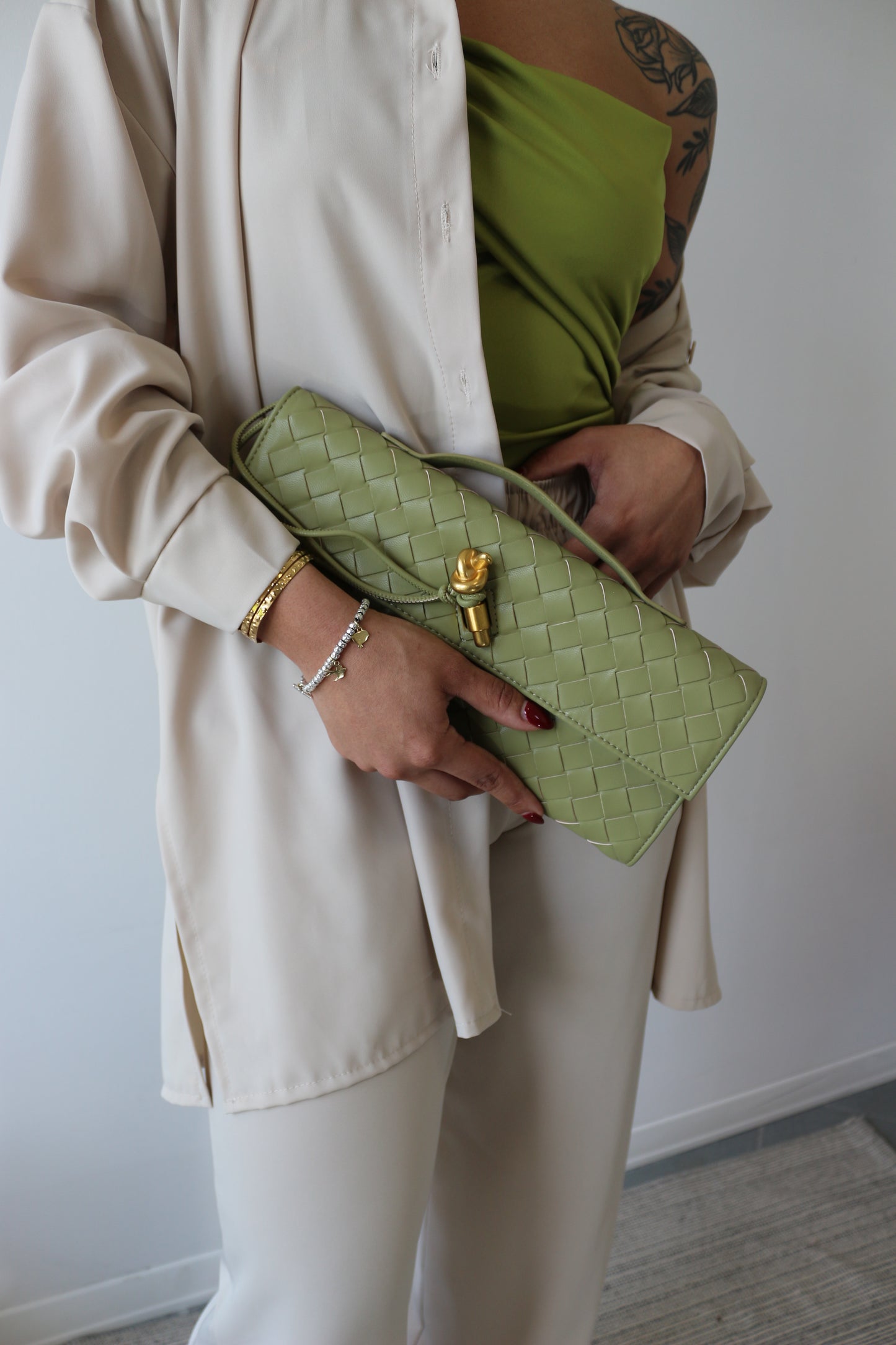Borsa baguette salvia