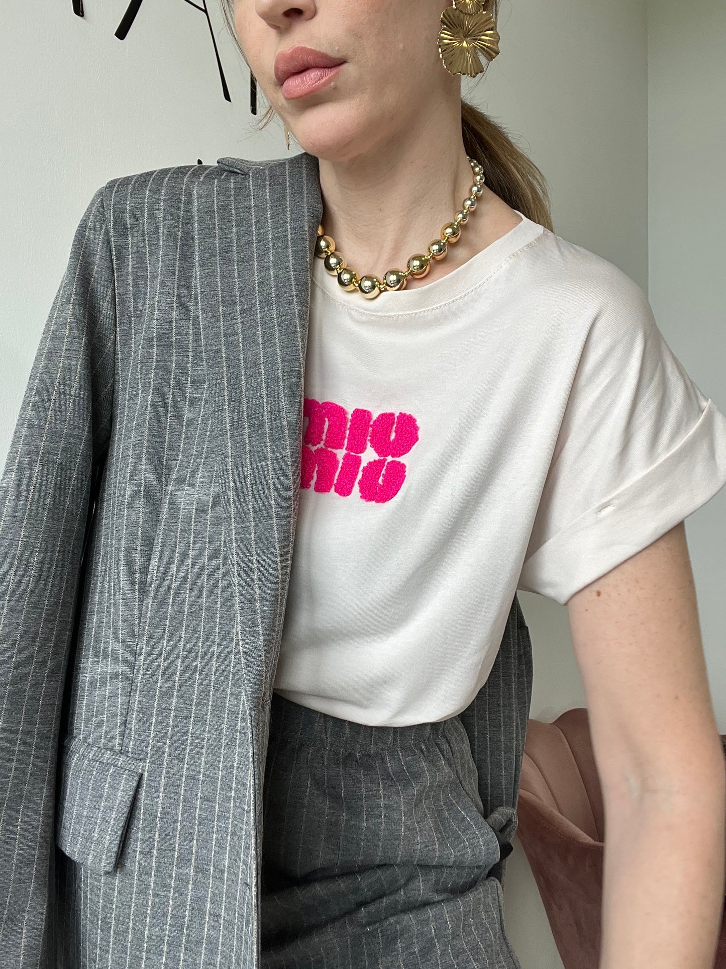 T-shirt boucle beige