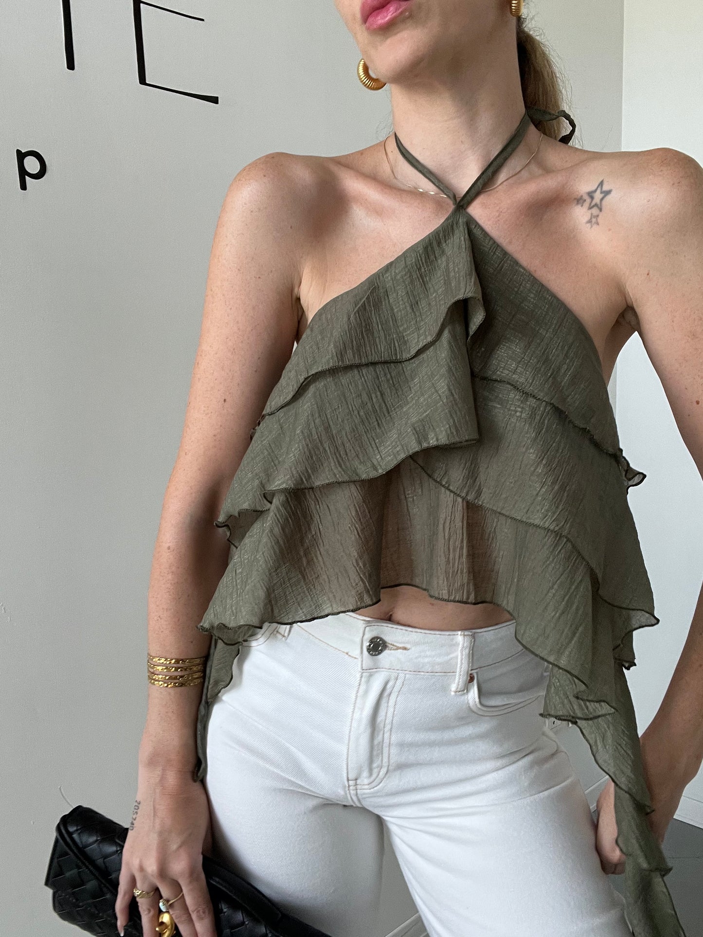 TOP NEREA VOLANT OLIVE
