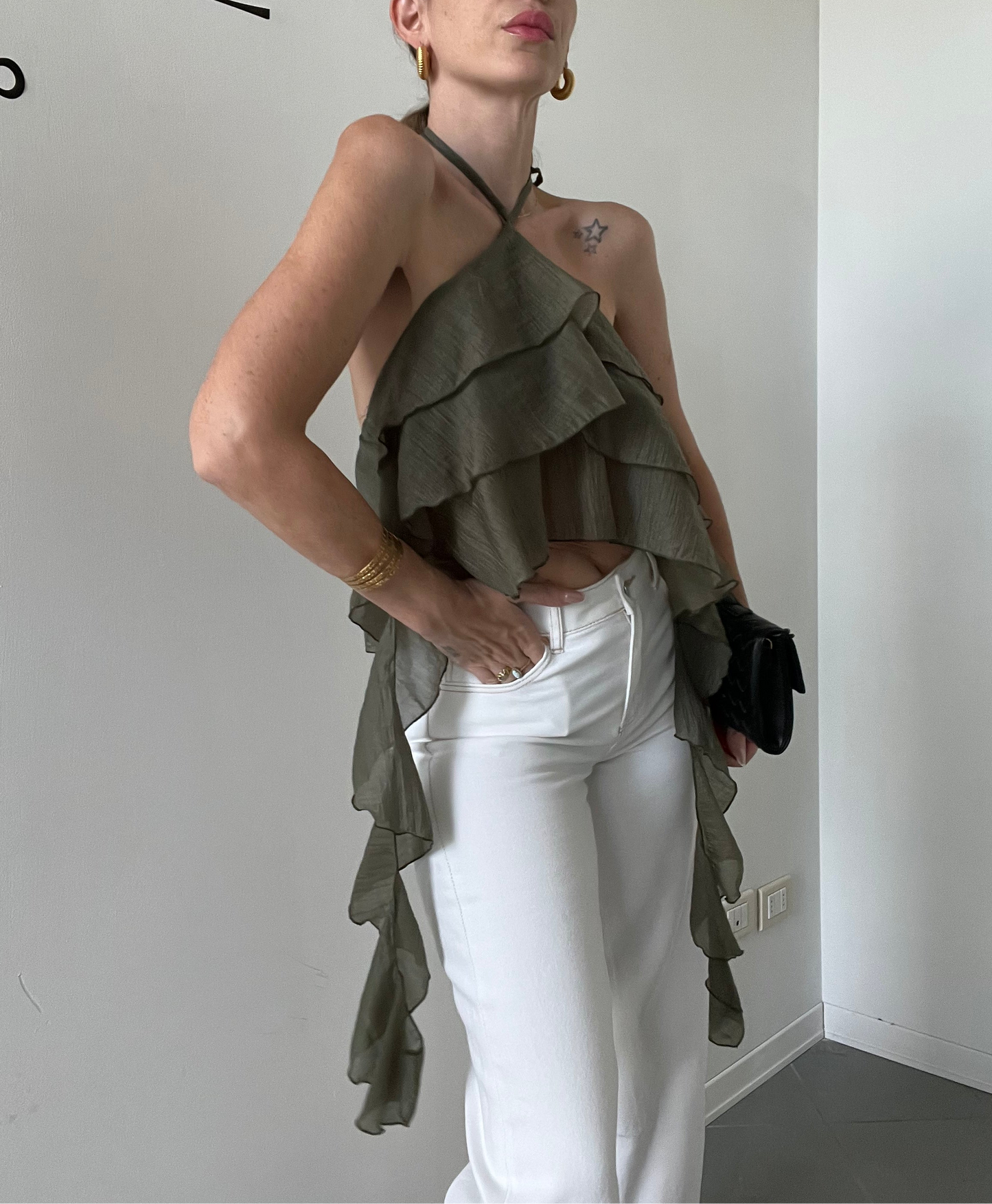 TOP NEREA VOLANT OLIVE