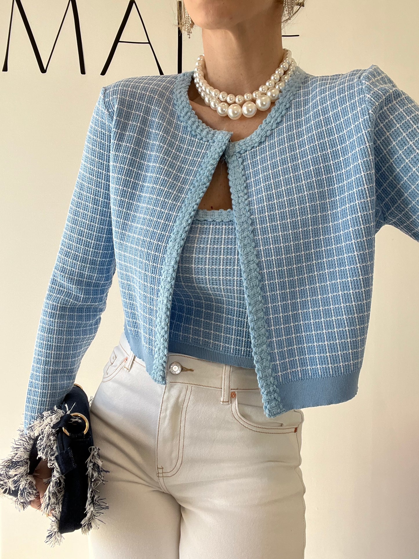 CARDIGAN+TOP Z KATY azzurro