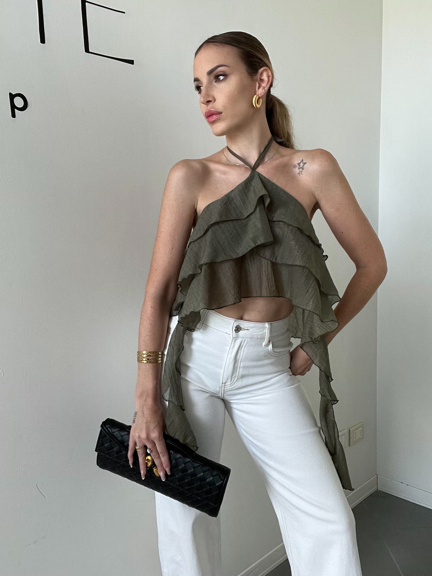 TOP NEREA VOLANT OLIVE