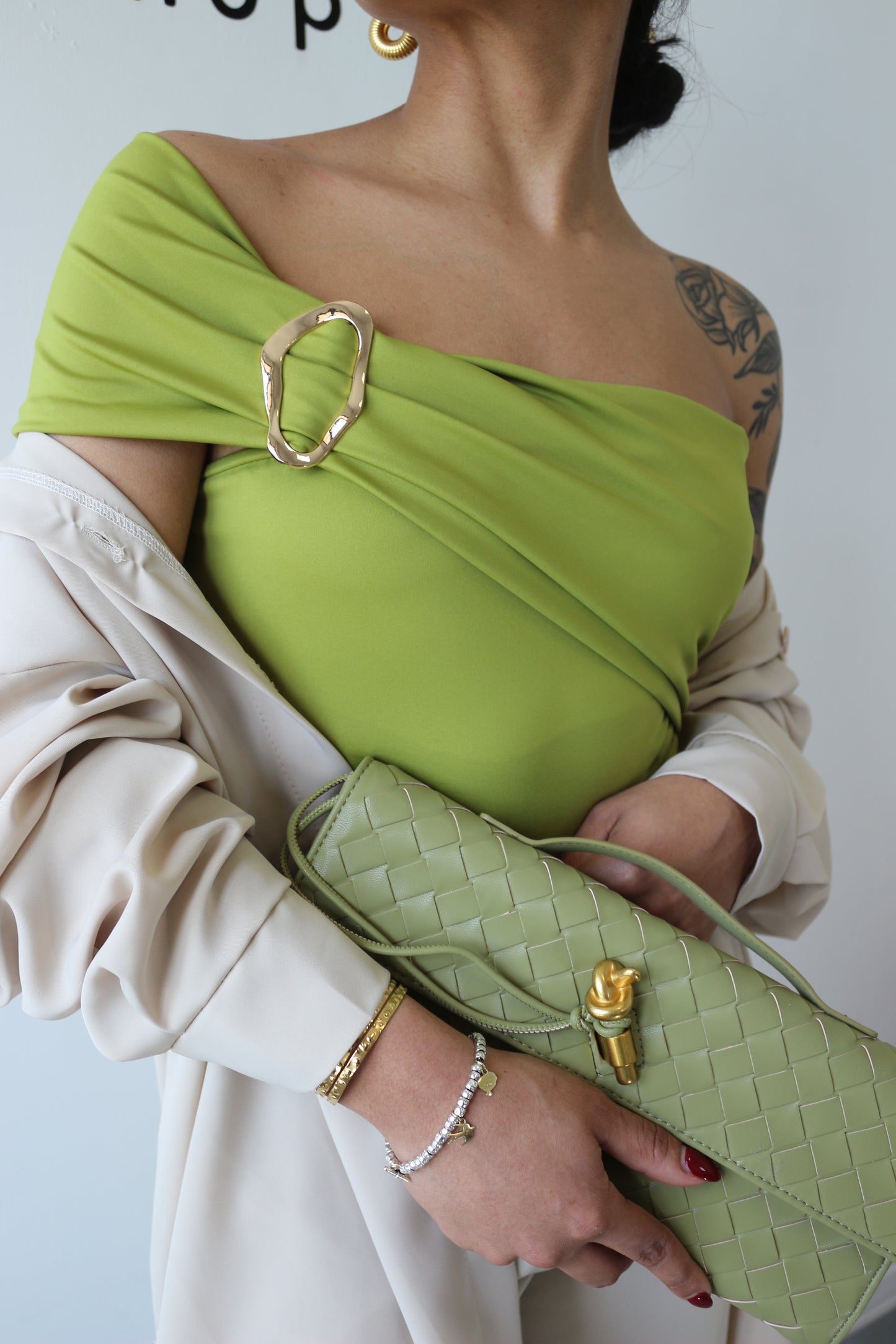 Borsa baguette salvia
