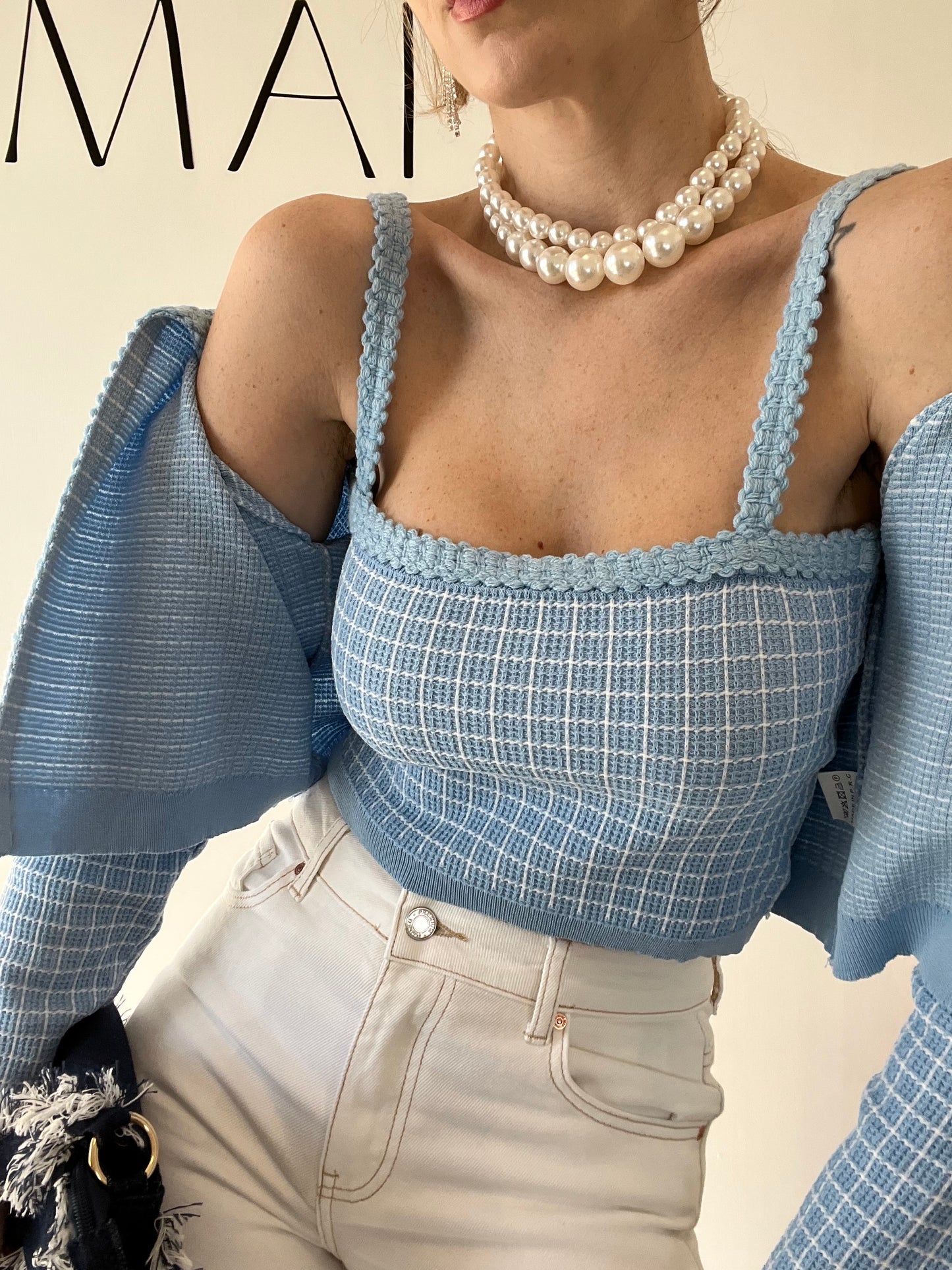 CARDIGAN+TOP Z KATY azzurro
