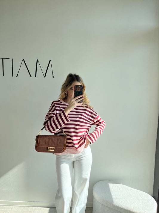 FELPINA GARZATA A RIGHE