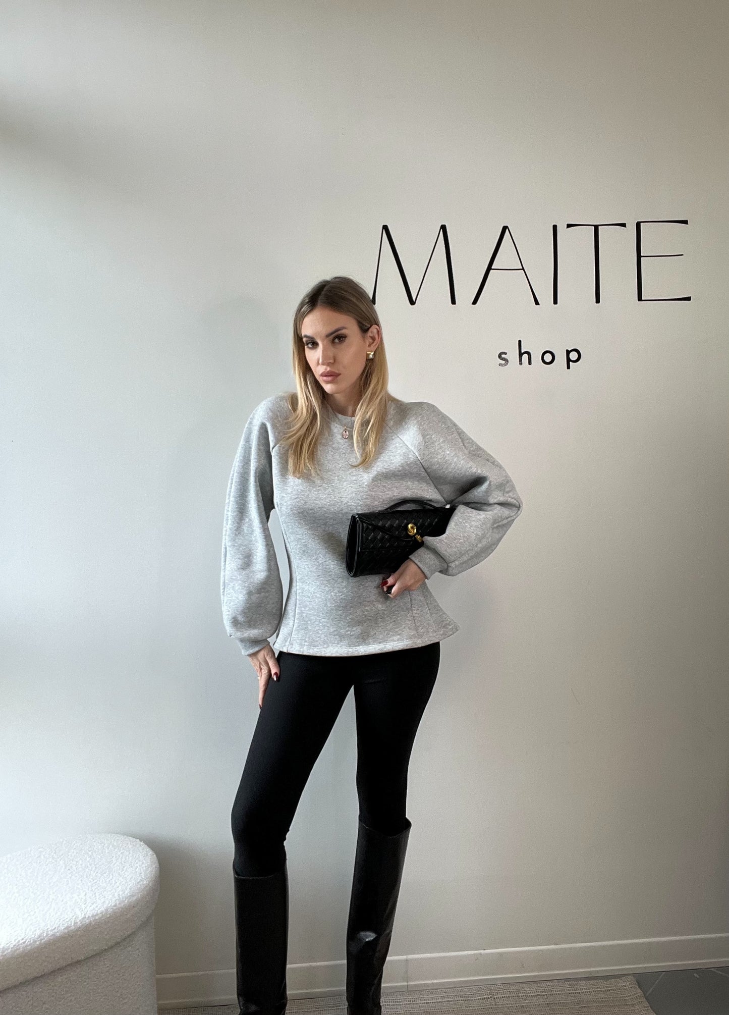 FELPA AVVITATA GRIGIA