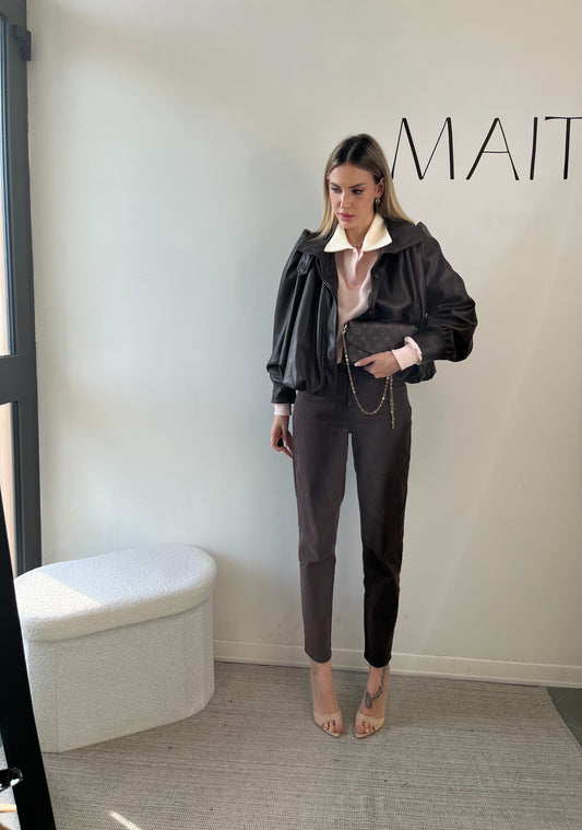 GIACCA ECOPELLE BALLOON MARRONE