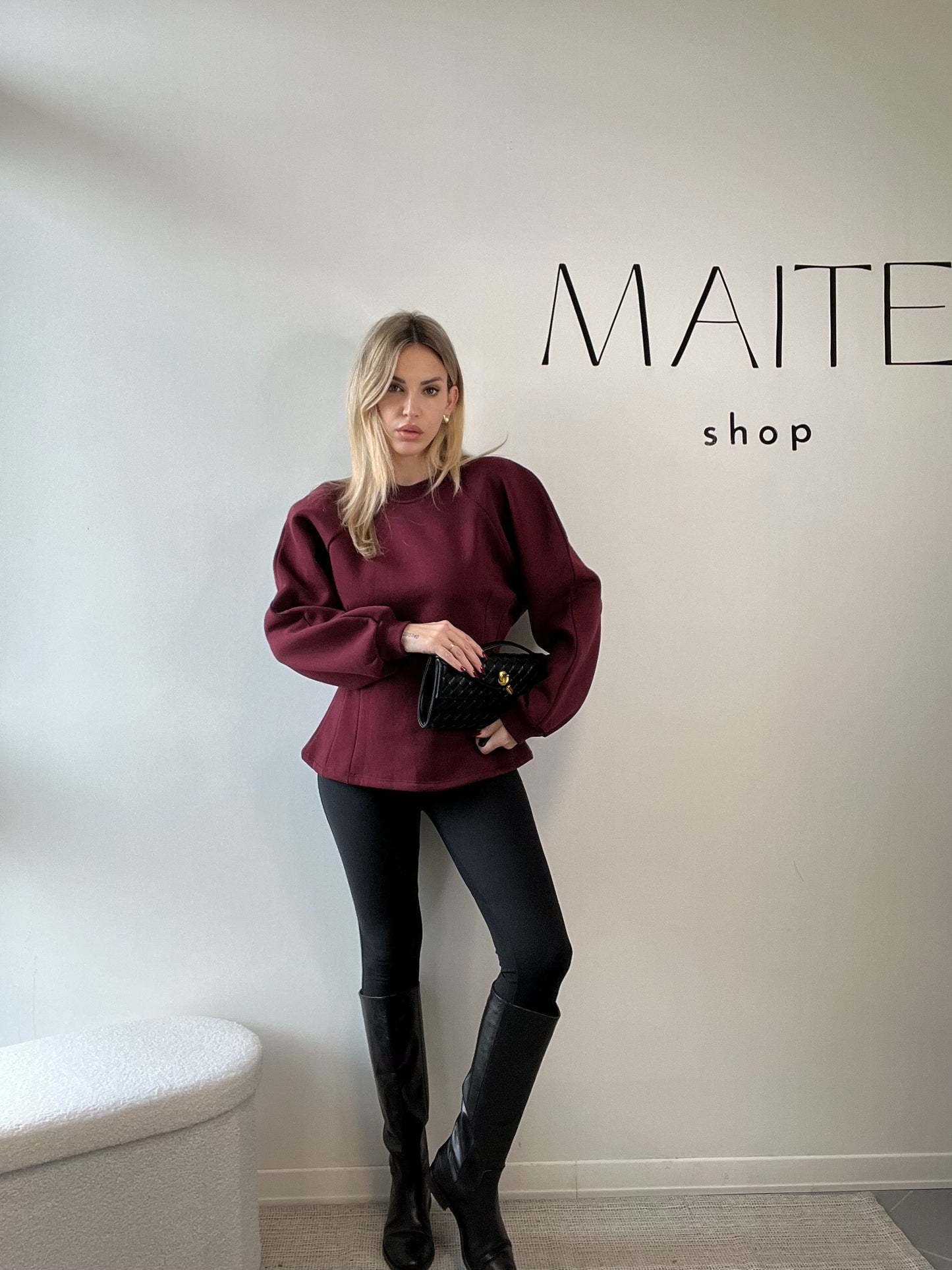 FELPA AVVITATA BORDEAUX