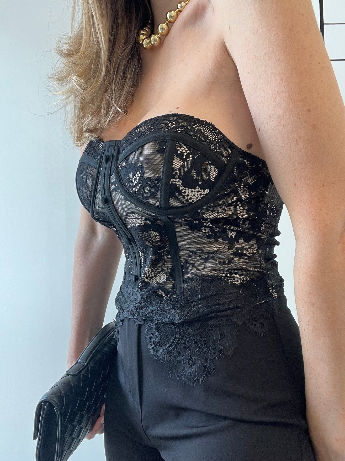 CORSETTO PIZZO CARMY NERO