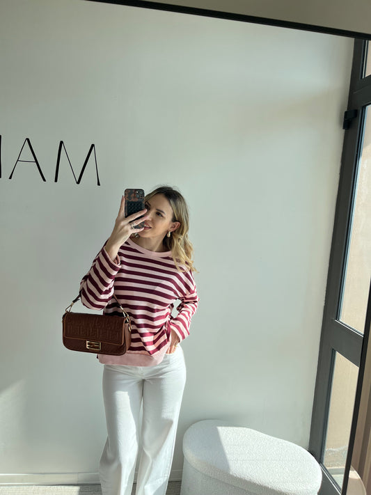 FELPINA GARZATA A RIGHE