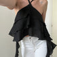 TOP NEREA VOLANT NOIR