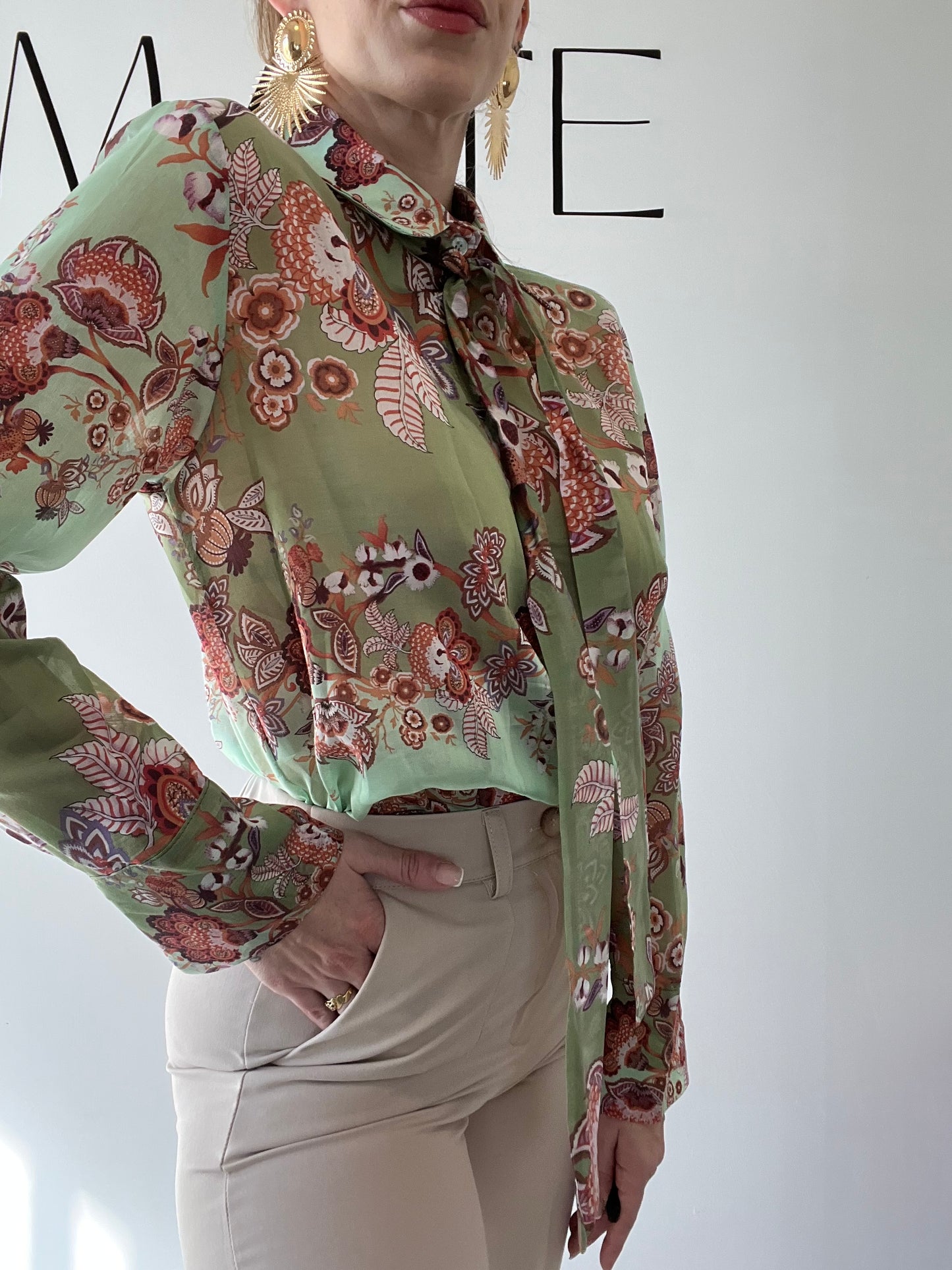 CAMICIA TROPICAL base verde menta