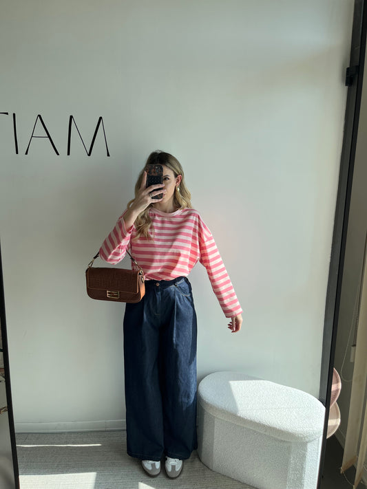 FELPINA GARZATA A RIGHE