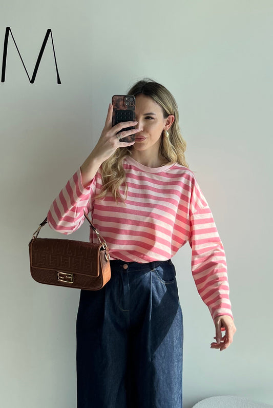 FELPINA GARZATA A RIGHE