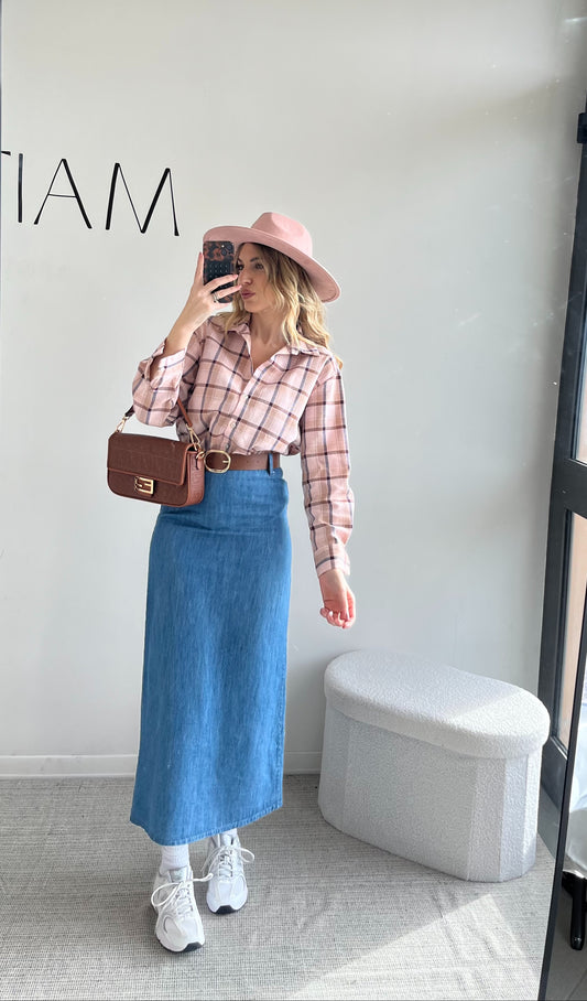 CAMICIA A QUADRI ROSA